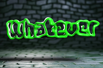 create a 3d text logo wiggle liquid animation