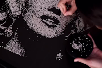 create digital sketch portraits for crystal painting on glass, swarovski style