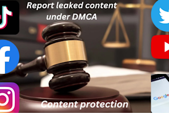remove infringing content on twitter,tiktok,google,youtube,fb,shopify under dmca