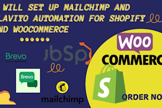 setup klaviyo, mailchimp email automation for shopify, etsy, woocommerce stores