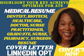 write medical dentist biotech healthcare doctor graduate nurse pharma resume