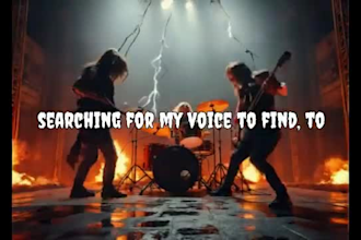 create a powerful and dynamic animated metal lyric video