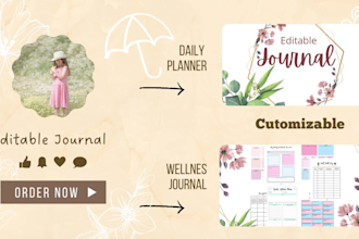 design any editable journal, planner, invoice in pdf file
