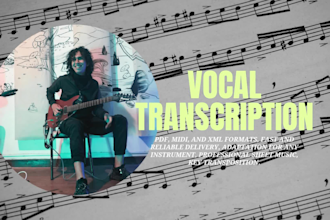 professional song to sheet music transcription for single or multiple voices