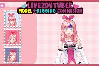 custom live2d vtuber design or anime rig model live2d for vtuber, facerig