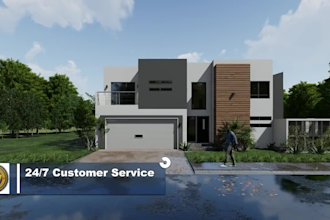 do exterior 3d architecture design render to  house and home