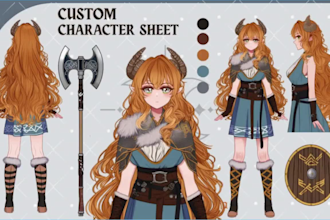 design anime vtuber character reference sheet art anime model ref sheet oc art