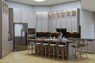 design modern kitchen, bathroom, office space design, 3d rendering, cad drafting