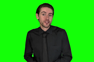 create a greenscreen spokesperson video in english or spanish