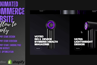 develop 3d animated ecommerce website, integrate webflow to shopify store