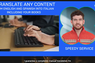 translate any content from english and spanish into italian including your books