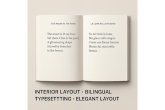 design a bilingual poetry PDF and custom cover design
