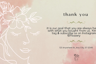 design amazon thank you card, package insert, in 12 hours