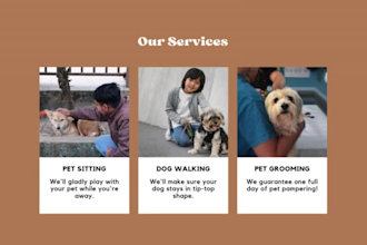 design pet website, dog training website, pet care website