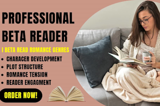 beta read your romance novel, critique and provide feedback