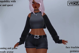 custom vrchat avatar, vtuber model, anime, rigging, furry, vr character, vroid