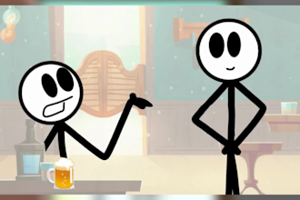 create funny stickman animation, stick figure cartoon, 2d explainer video