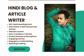 hindi SEO friendly content writer for your blog, website
