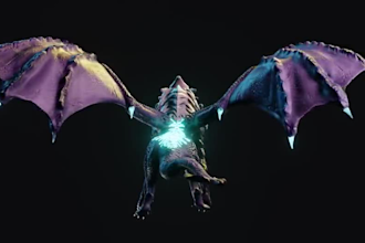 cgi 3d animal animation, 3d dragon design, 3d bird model, 3d animation, modeling