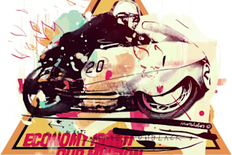 create vintage motor sport illustrations for you