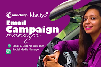 manage monthly mailchimp and klaviyo email marketing