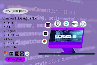 convert your figma psd xd designs to HTML CSS tailwind CSS