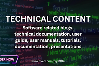 write programming blogs, software tutorials, documentation