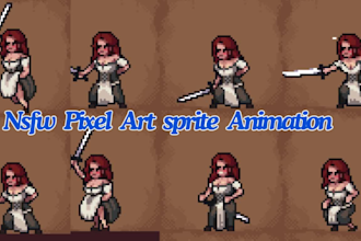 create pixel art character, pixel sprite sheet, nsfw pixel art sprite animation