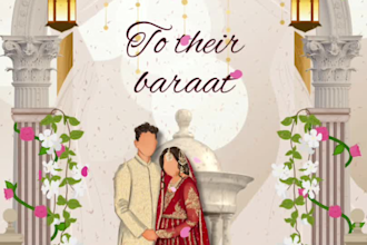design a minimal e invitation card for your wedding, bridal shower, parties etc