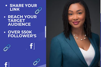 promote or share your link to globally 550,000 people on facebook page followers