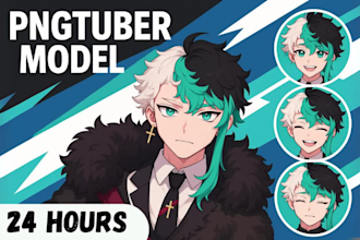 draw vroid live2d png tuber vtuber model or animated pngtuber avatar for twitch