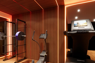 design a modern  3d home gym interior