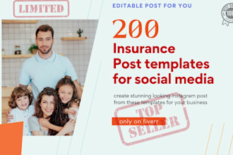 give you 200 insurance post templates for social media with amazing bonus