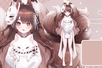 draw high quality 2d vtuber model, 2d vtuber rigging, live2d vtuber model