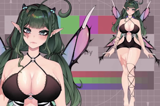 draw and rig anime vtuber 3d vtuber model dakimakura vtuber commission vrchat