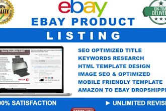 do ebay product listing, SEO with template design