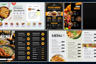 create custom animated digital menu boards design for restaurants and cafes