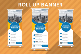 design amazing roll up banner, billboard banners and pop up, roll ups designs