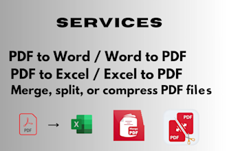 do professional file conversion PDF, excel, merge files