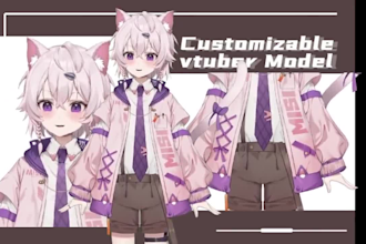 draw and rig live 2d vtuber model, 2d vtuber design, live2d rigging