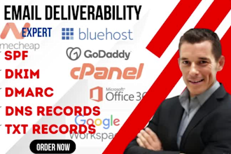 setup domain dns records spf, dkim, dmarc for email inbox deliverability fix