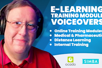 record your elearning training course voice over, british english narrator UK