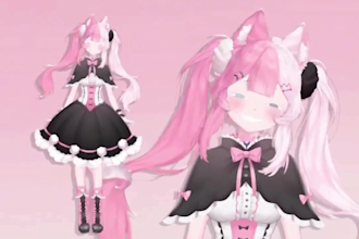 draw 2d vtuber model, live2d design, 2d vtuber character, vtuber rigging, anime