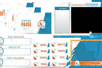 design an animated kick or twitch stream overlay and logo