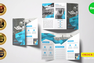 design modern, attractive tri fold, bi fold brochure pamphlet or booklet