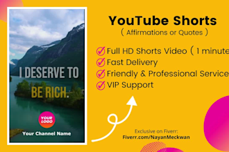 make youtube, tiktok, instagram affirmations short videos