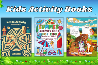 create a kids or adult coloring book and activity book for KDP with cover