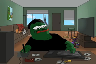 do memecoin animated video, 2d animated GIF, pepe style crypto meme