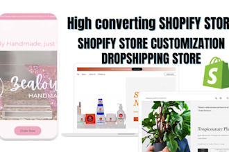 design, redesign shopify store, shopify dropshipping store or shopify website