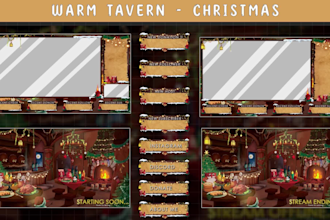 design and animated warm tavern stream overlay package
